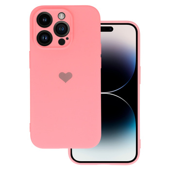Vennus Silicone Heart Case for Iphone 14 Pro design 1 pink