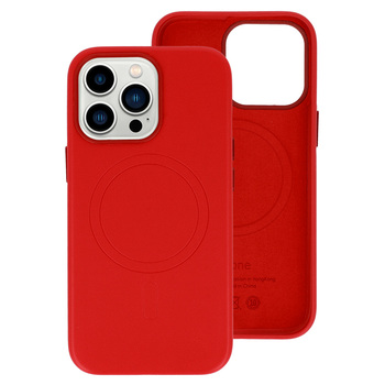 MagSafe Leather Case Iphone 14 Pro Max Czerwony