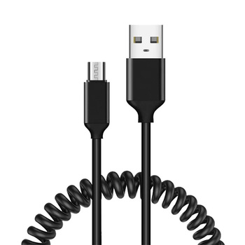 Kabel sprężynowy - USB na Micro USB - 2A 1 metr czarny