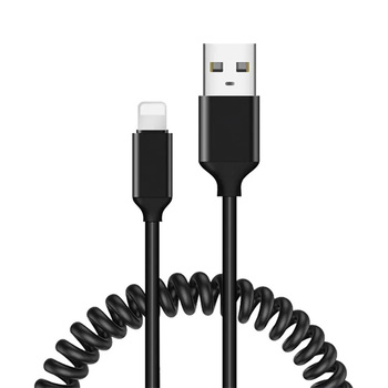 Kabel sprężynowy - USB na Lightning - 2,4A 1 metr czarny