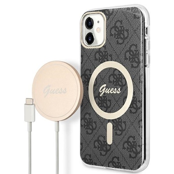 Oryginalna Ładowarka Indukcyjna GUESS Magsafe + etui 4G Print GUBPN61H4EACSK do Iphone 11 czarny