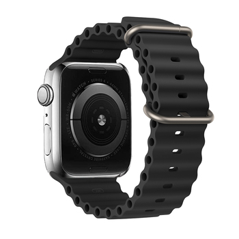 Pasek do Apple Watch 42/44/45/49 silikonowy wzór 1 czarna