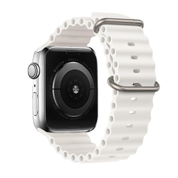 Pasek do Apple Watch 42/44/45/49 silikonowy wzór 1 biała