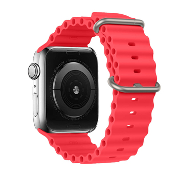 Pasek do Apple Watch 42/44/45/49 silikonowy wzór 1 czerwona