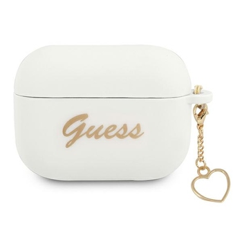 Oryginalne Etui GUESS AirPods Pro Cover Silicone Charm Heart Collection GUAPLSC4EG biały