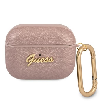 Oryginalne Etui GUESS AirPods Pro Cover Saffiano Script Metal Collection GUAPSASMP różowy