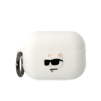 Oryginalne Etui KARL LAGERFELD Silicone Choupette Head 3D KLAP2RUNCHH do AirPods Pro 2 Cover białe
