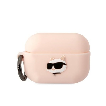 Oryginalne Etui KARL LAGERFELD Silicone Choupette Head 3D KLAP2RUNCHP do AirPods Pro 2 Cover różowe