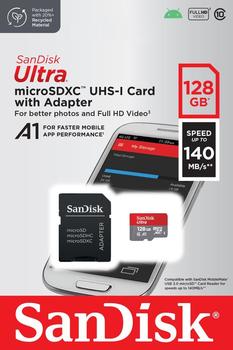 Karta pamięci micro SDXC SANDISK ULTRA  A1 - 128GB 140MB/s Class 10 UHS-I + adapter