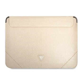 Oryginalna Torba na Laptop GUESS Sleeve Saffiano Triangle Logo GUCS14PSATLE 13/14 cali beżowa