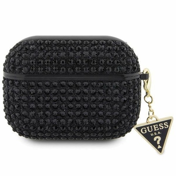 Oryginalne Etui GUESS AirPods Pro 2 Cover Rhinestone Triangle Charm GUAP2HDGTPK czarne
