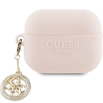 Oryginalne Etui GUESS 3D Rubber 4G Diamond Charm GUAP23DSLGHDP do Airpods Pro 2 cover różowy