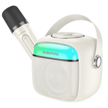 Borofone Głośnik Bezprzewodowy Bluetooth BP15 Dazzling mini karaoke z mikrofonem biały