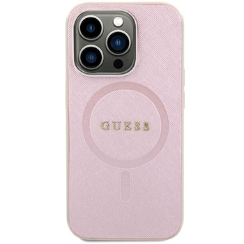 Oryginalne Etui GUESS hardcase Saffiano MagSafe GUHMP15SPSAHMCP do Iphone 15 różowy