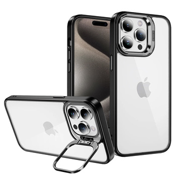 Tel Protect Kickstand case + szkło na aparat (lens) do Iphone 15 Plus czarny