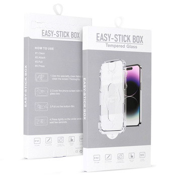 Hartowane szkło Full Glue Easy-Stick Box do IPHONE 15 PRO MAX CZARNY