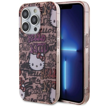 Oryginalne Etui HELLO KITTY hardcase IML Tags Graffiti HKHCP13LHDGPTP do Iphone 13 Pro różowe