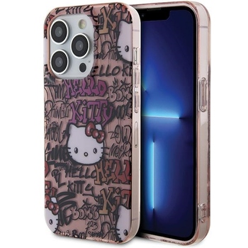 Oryginalne Etui HELLO KITTY hardcase IML Tags Graffiti HKHCP15LHDGPTP do Iphone 15 Pro różowe