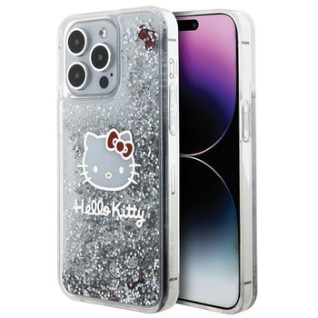 Oryginalne Etui HELLO KITTY hardcase Liquid Glitter Charms Kitty Head HKHCP15XLIKHET do Iphone 15 Pro Max srebrne