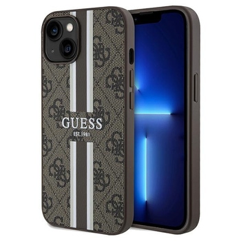 Oryginalne Etui GUESS 4G Printed Stripes MagSafe GUHMP15SP4RPSW do Iphone 14/15 brązowy