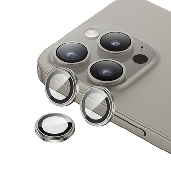 Benks Hartowane szkło Glass Warrior Lens Protector na aparat do Iphone 15 Pro/15 Pro Max (obiektyw 3 sztuki) szare