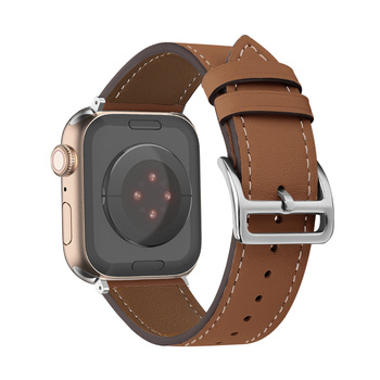 Pasek do Apple Watch 38/40/41 skórzany wzór 1 brązowy