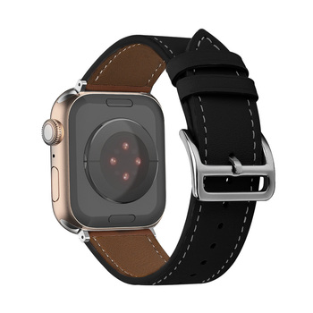 Pasek do Apple Watch 38/40/41 skórzany wzór 1 czarny
