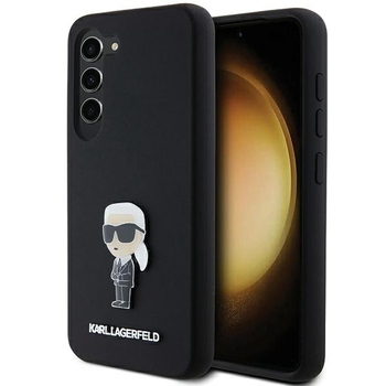 Oryginalne Etui KARL LAGERFELD hardcase Silicone Ikonik Metal Pin KLHCS24SSMHKNPK do Samsung Galaxy S24 czarny