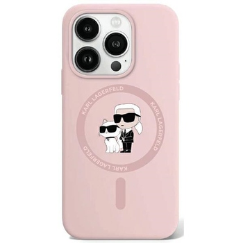 Oryginalne Etui KARL LAGERFELD hardcase Silicone Karl & Choupette Ring MagSafe KLHMP15XSCMKCRHP do Iphone 15 Pro Max różowy