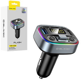 Blavec Transmiter FM Flash TR-04 MP3, Bluetooth - 2xUSB + Typ C - QC3.0 18W PD 30W (TFMFTR04-B) czarny