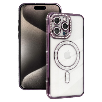 Bling Magsafe Case do Iphone 16 Pro Max fioletowy