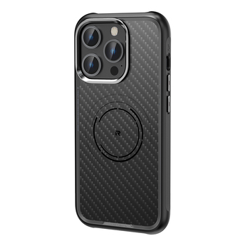 Rock Kevlar Series Aramid Fiber Magnetic Case for Iphone 15 Pro Max black
